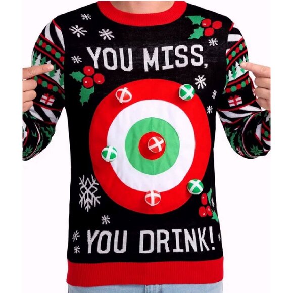 Drinking Game Men’s Fun Humorous Knit Sweater NEW Fast Ship - Picture 2 of 6